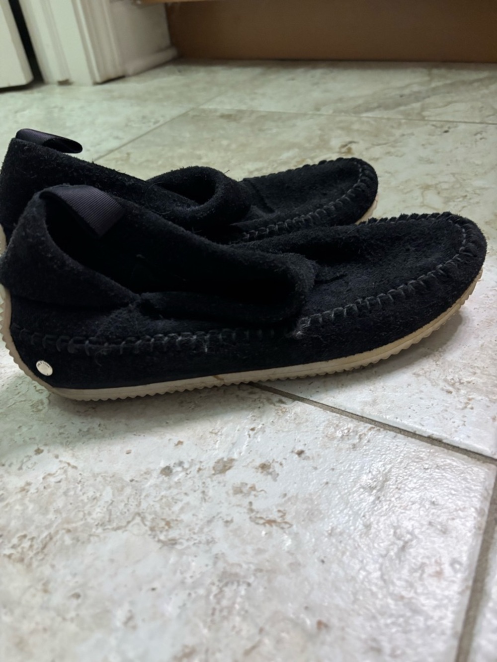 rag & bone Black Suede Moccasin Slip-Ons
